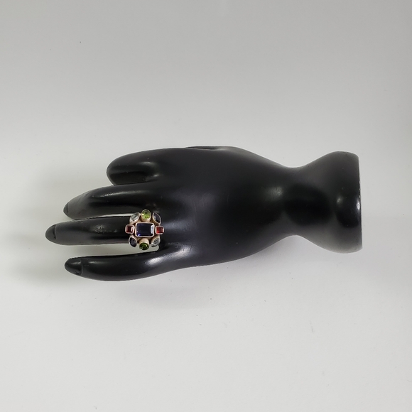 Watch Video / Sterling Silver 925 Gemstone Cluster Ring - Picture 6 of 12